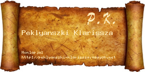 Peklyanszki Klarissza névjegykártya